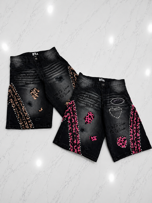 Serinity Noir/Rosé Leopard Jorts