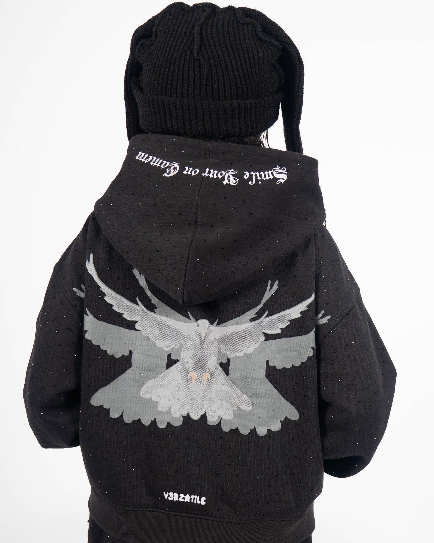 Doveless Black Rhinestone Hoodie