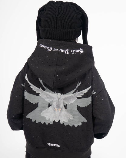Doveless Black Rhinestone Hoodie