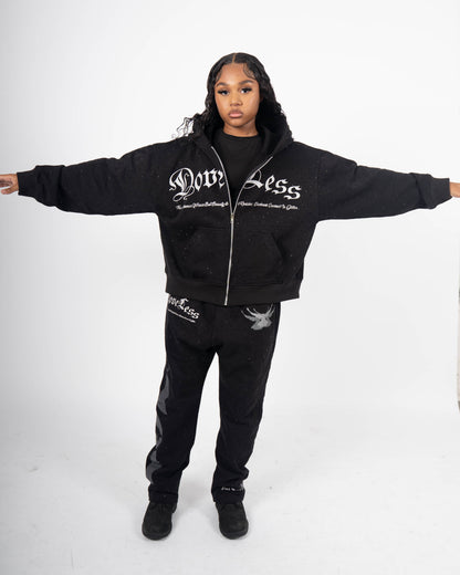 Doveless Black Rhinestone Hoodie