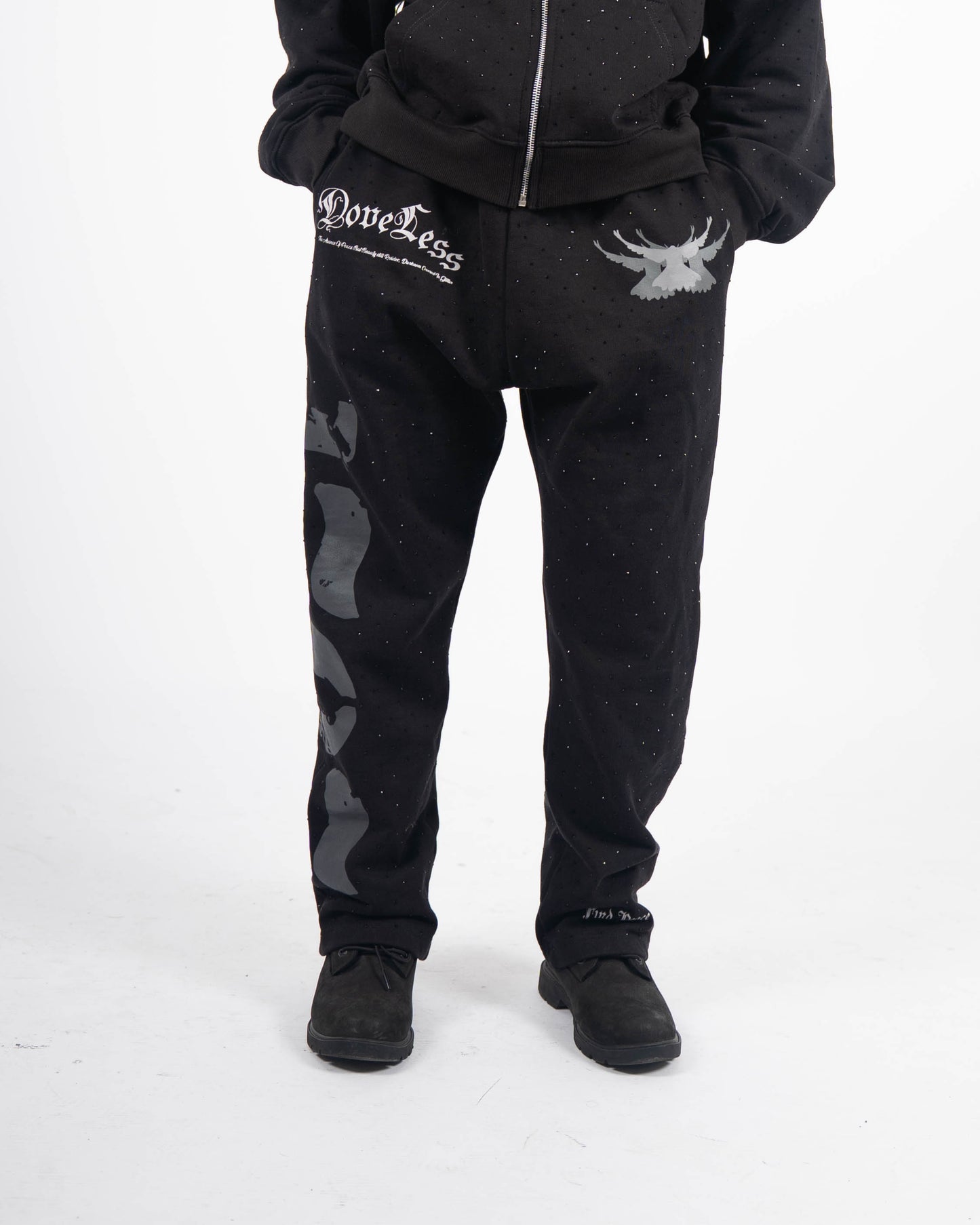 Doveless Black Rhinestone Pants