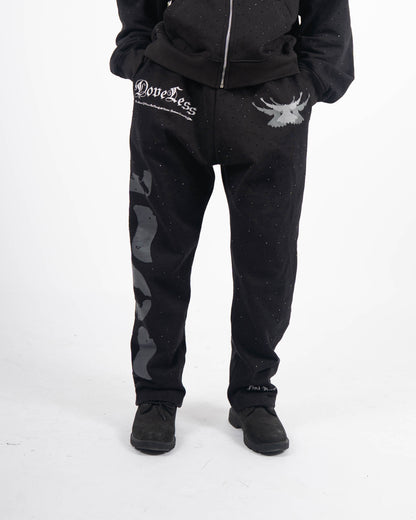 Doveless Black Rhinestone Pants
