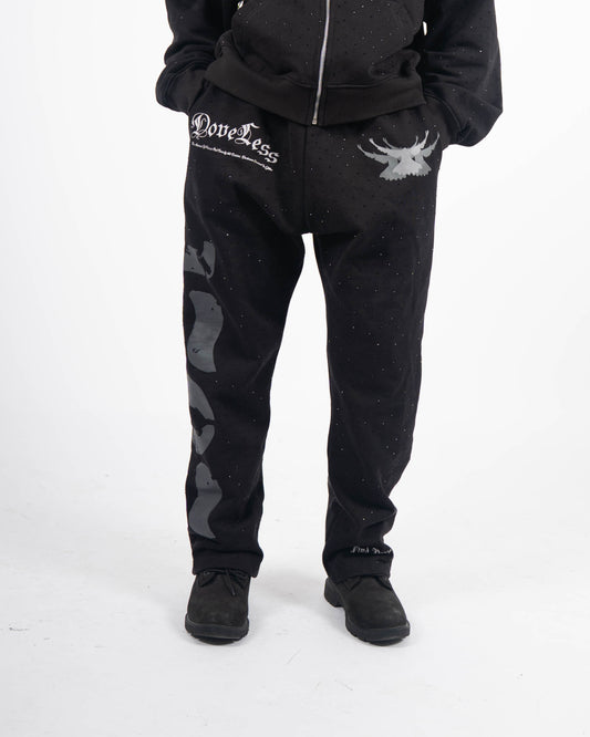 Doveless Black Rhinestone Pants