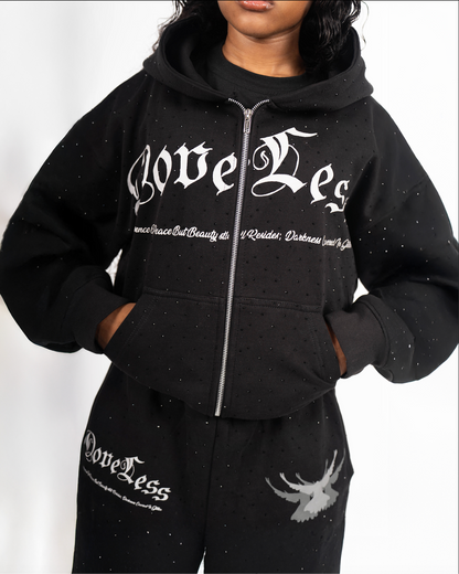 Doveless Black Rhinestone Hoodie